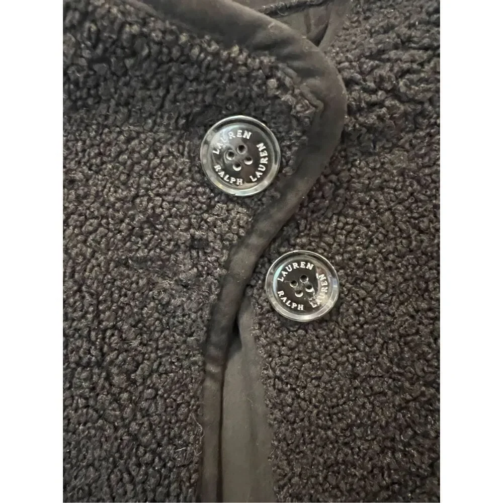 Lauren Ralph Lauren Women's Black Faux Shearling Long Sleeve Jacket Large NWOT